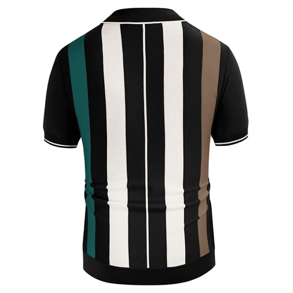 Amazon.com: Vintage Striped Knit Polo Shirts Men Short